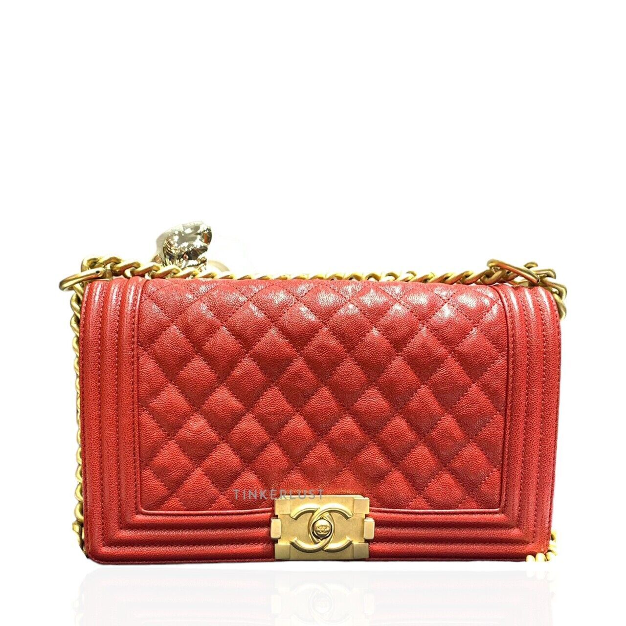 Chanel boy bag red caviar sale